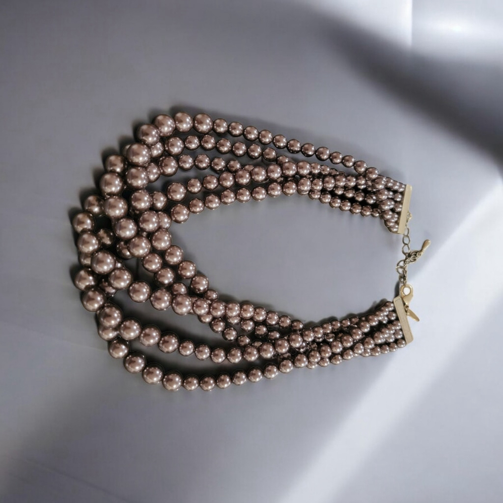Women's Lia Sophia Brown Pearl Necklace OS - Picture 3 of 6